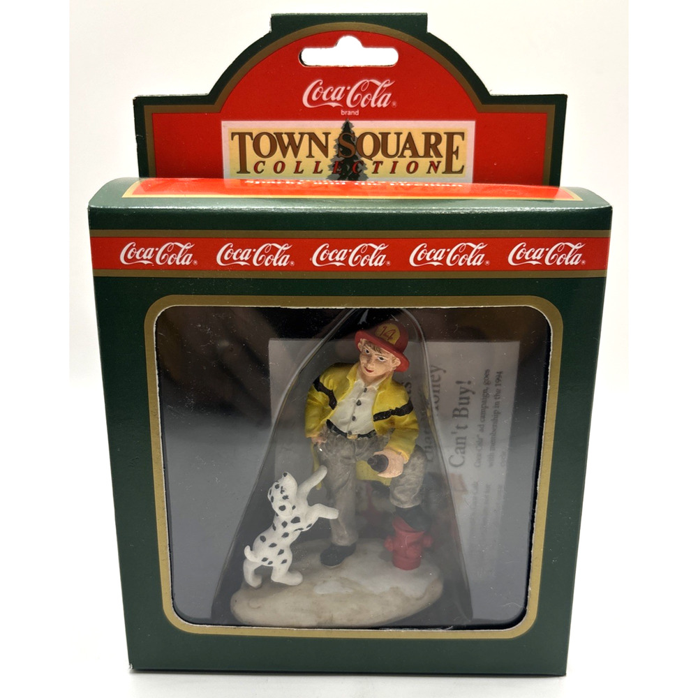 Vintage Coca-Cola Town Square Sparky and the Fireman Figurine #64320 Collectible